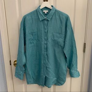 Teal Blue J Jill love linen button down Size medium
